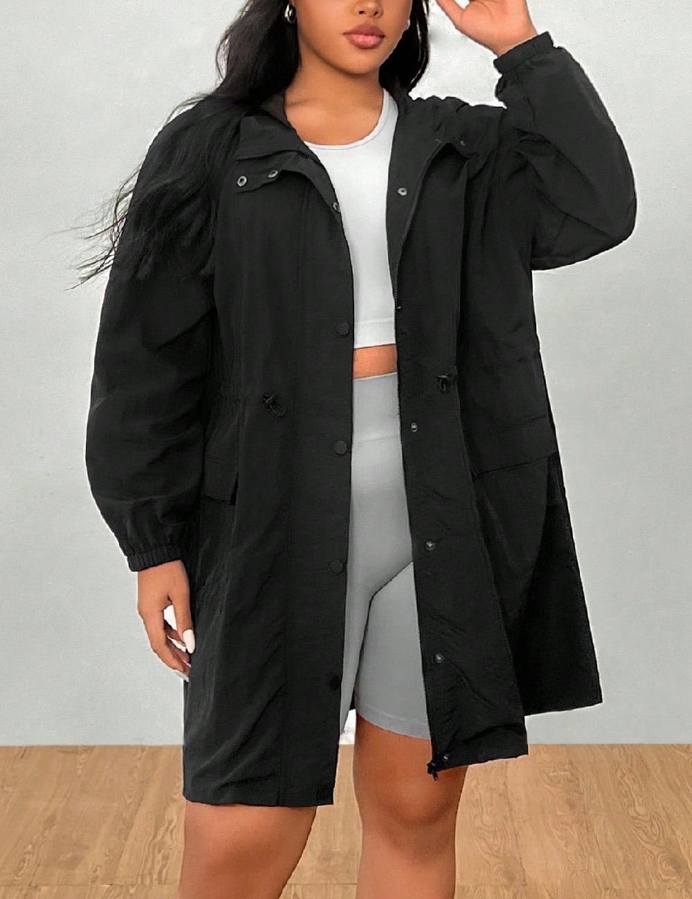 Geaca impermeabila SHEIN CURVE, negru