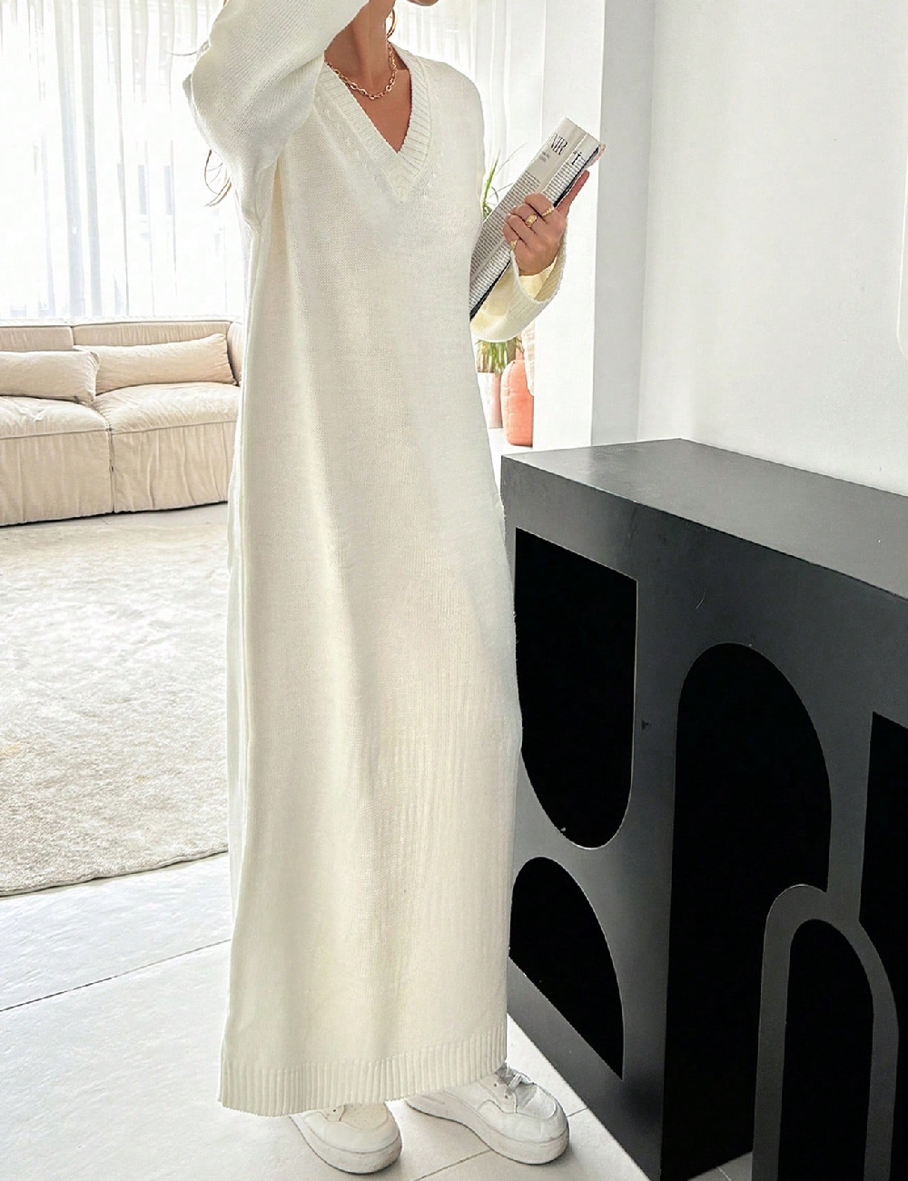 Rochie lunga SHEIN, ecru