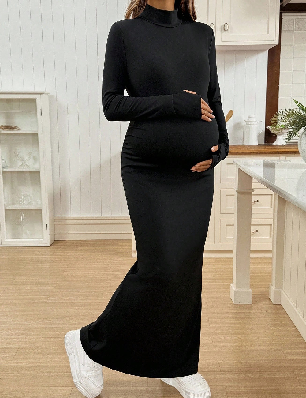 Rochie lunga SHEIN Maternity, negru