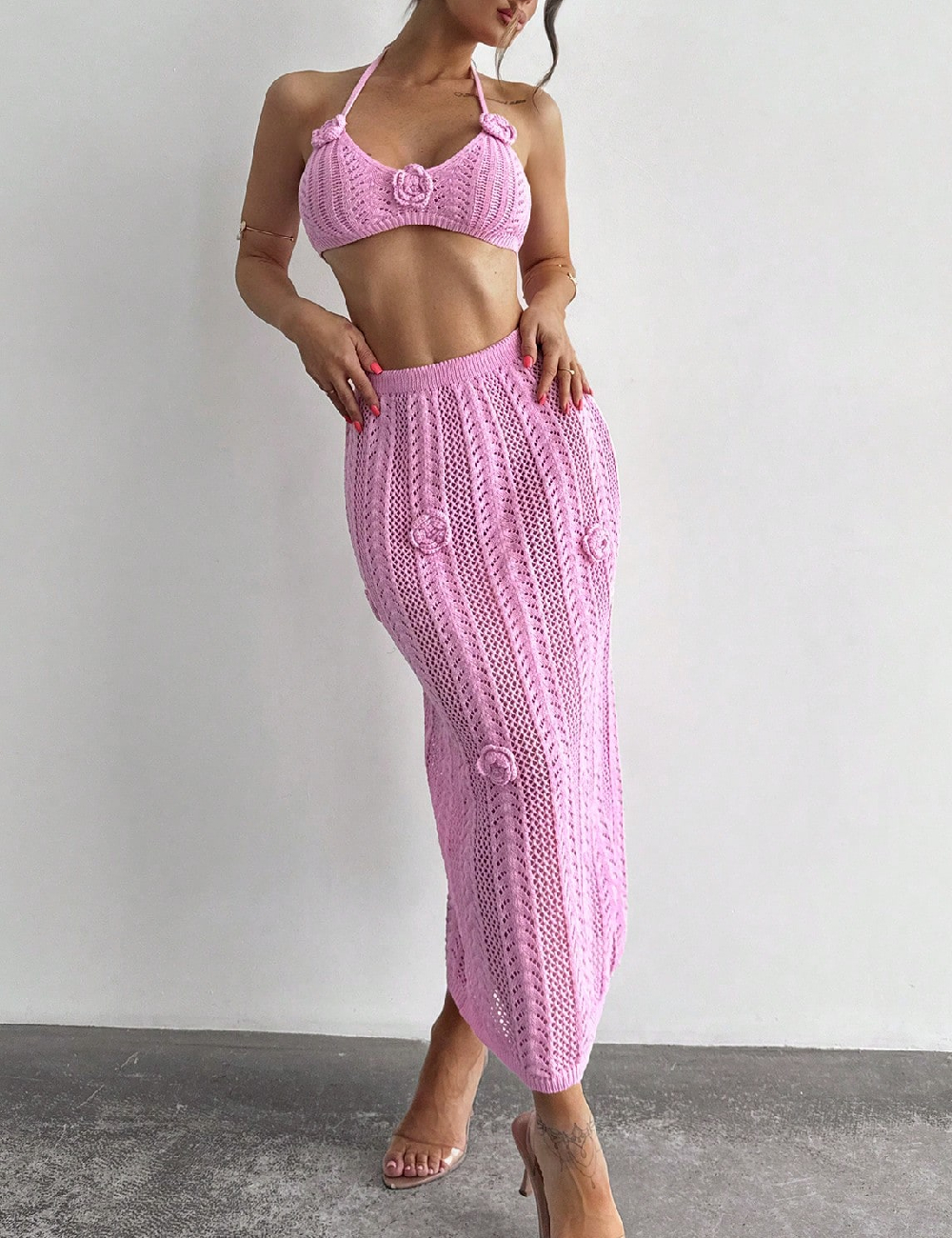 Compleu De Plaja SHEIN, roz