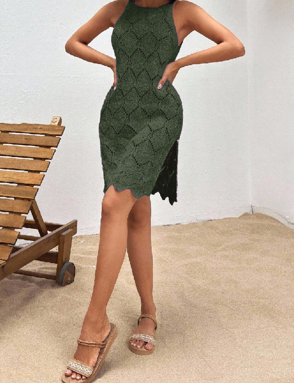 Rochie scurta SHEIN, verde