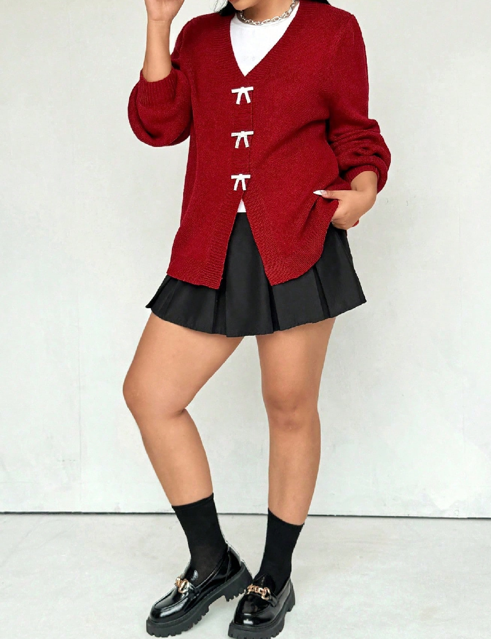 Cardigan SHEIN CURVE, rosu