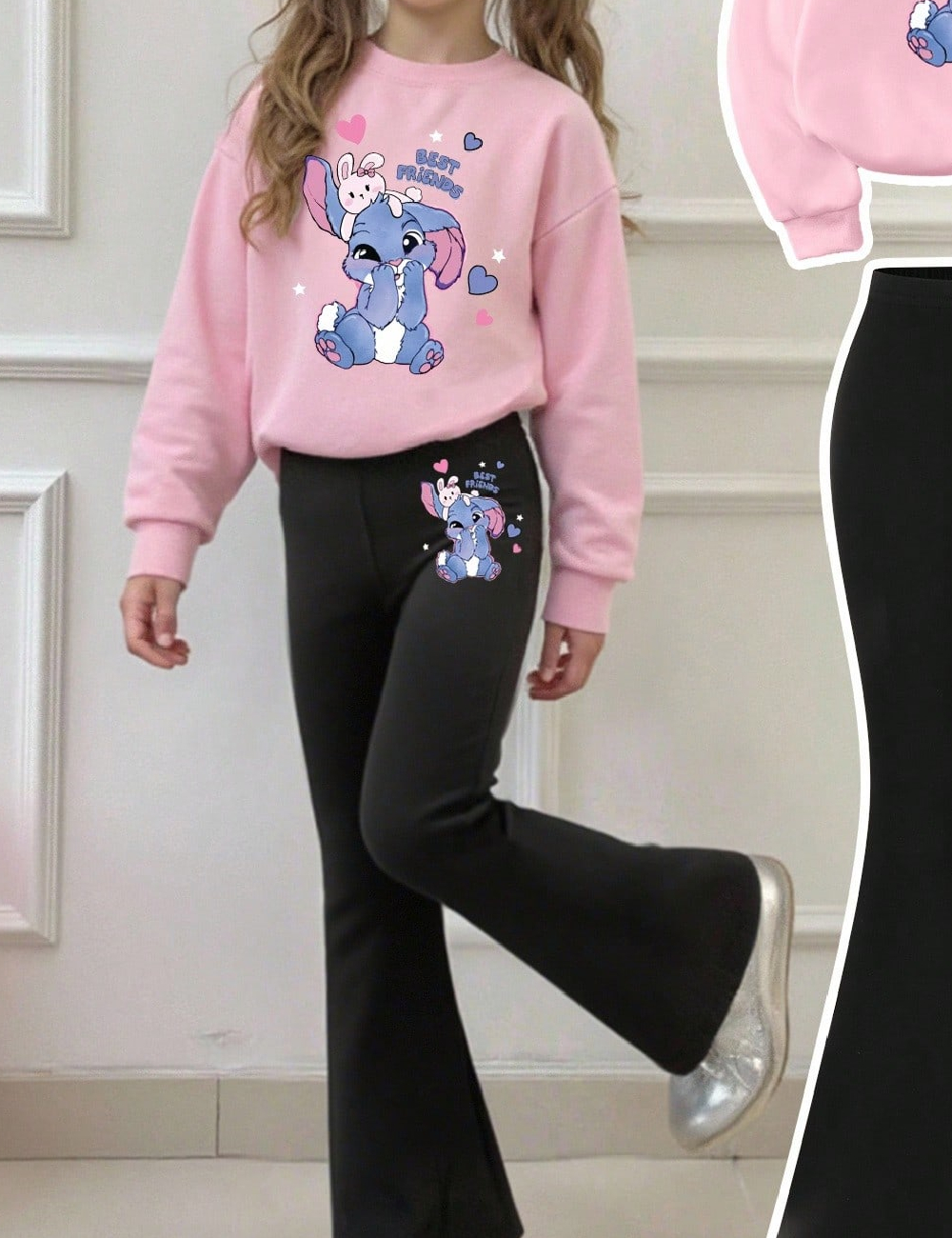 Compleu Shein Kids, negru/roz