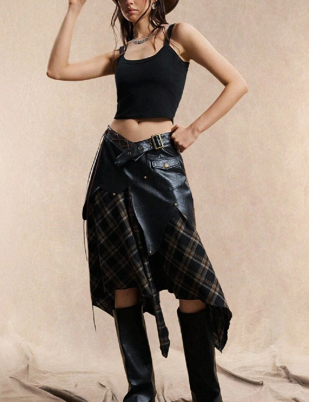 Fusta SHEIN, negru/maro