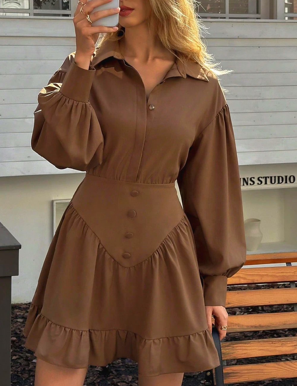 Rochie scurta SHEIN, maro