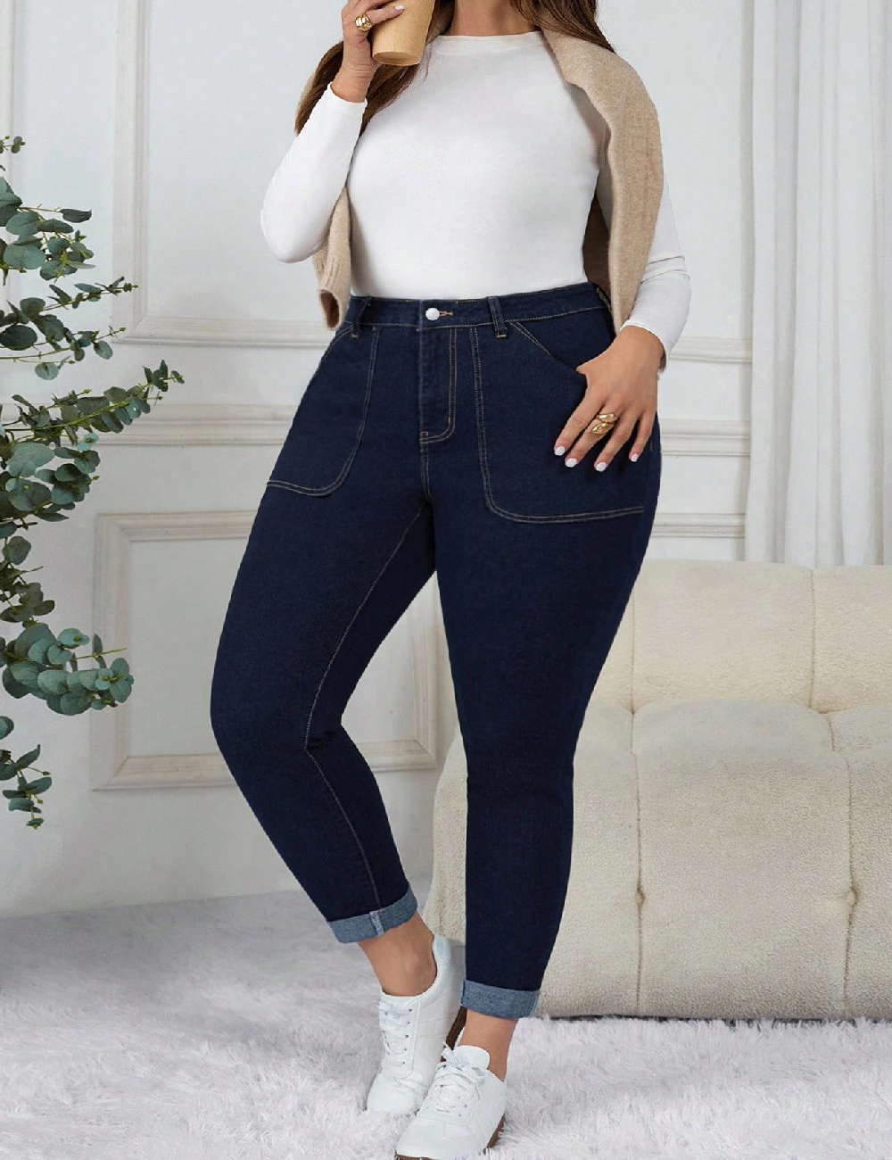 Blugi SHEIN CURVE, albastru