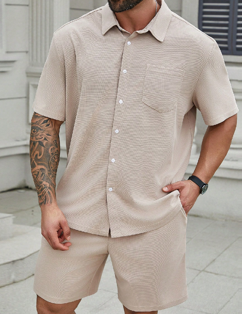 Compleu SHEIN Plus Size Men, bej