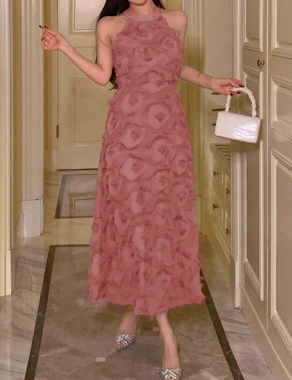 Rochie lunga Dazy, roz