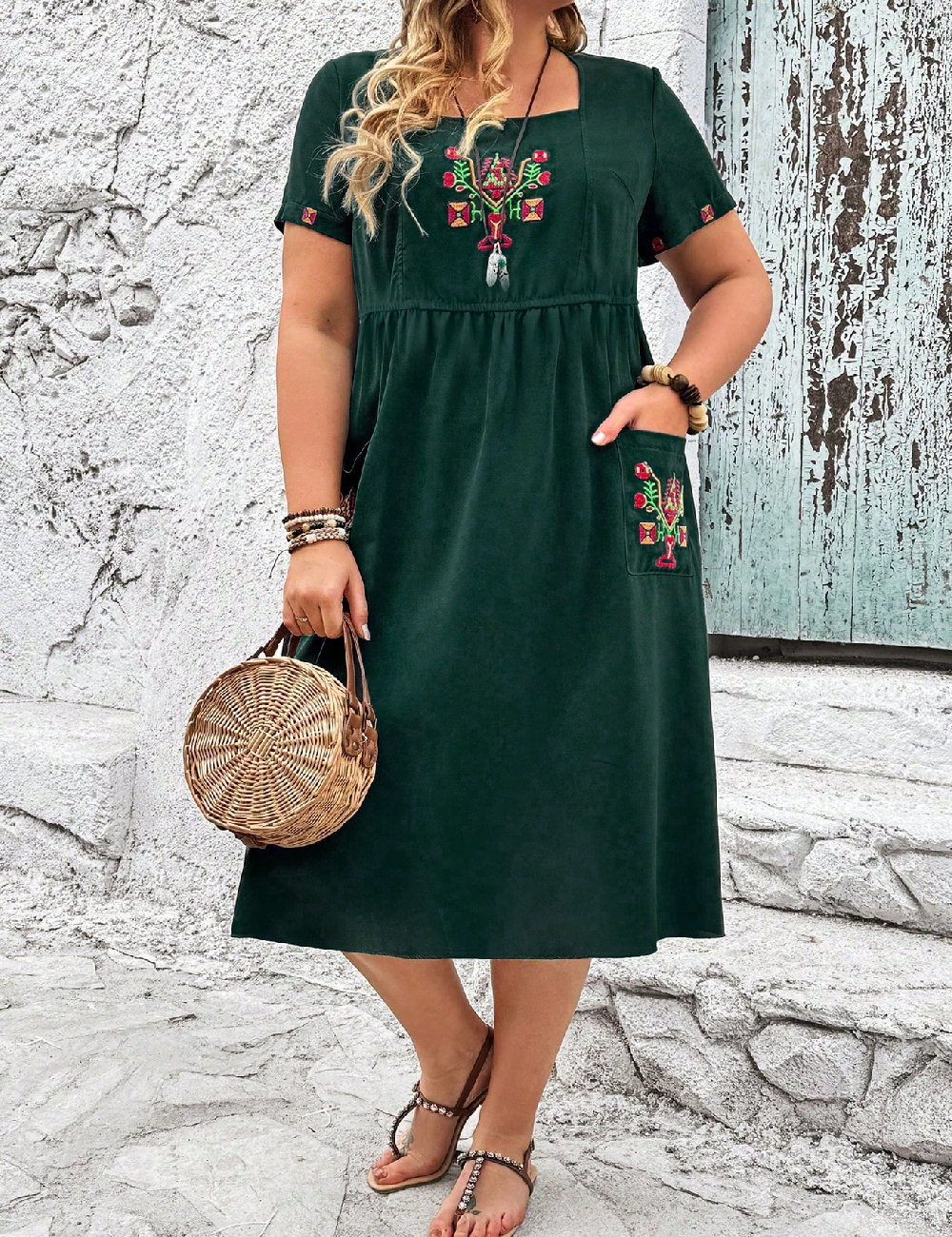 Rochie medie SHEIN CURVE, verde