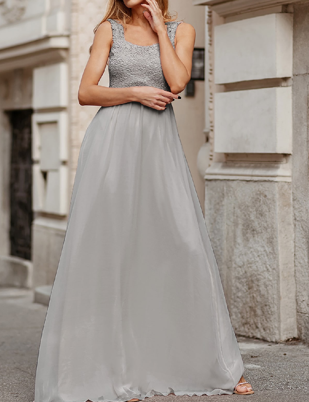 Rochie lunga Ever-Pretty, gri