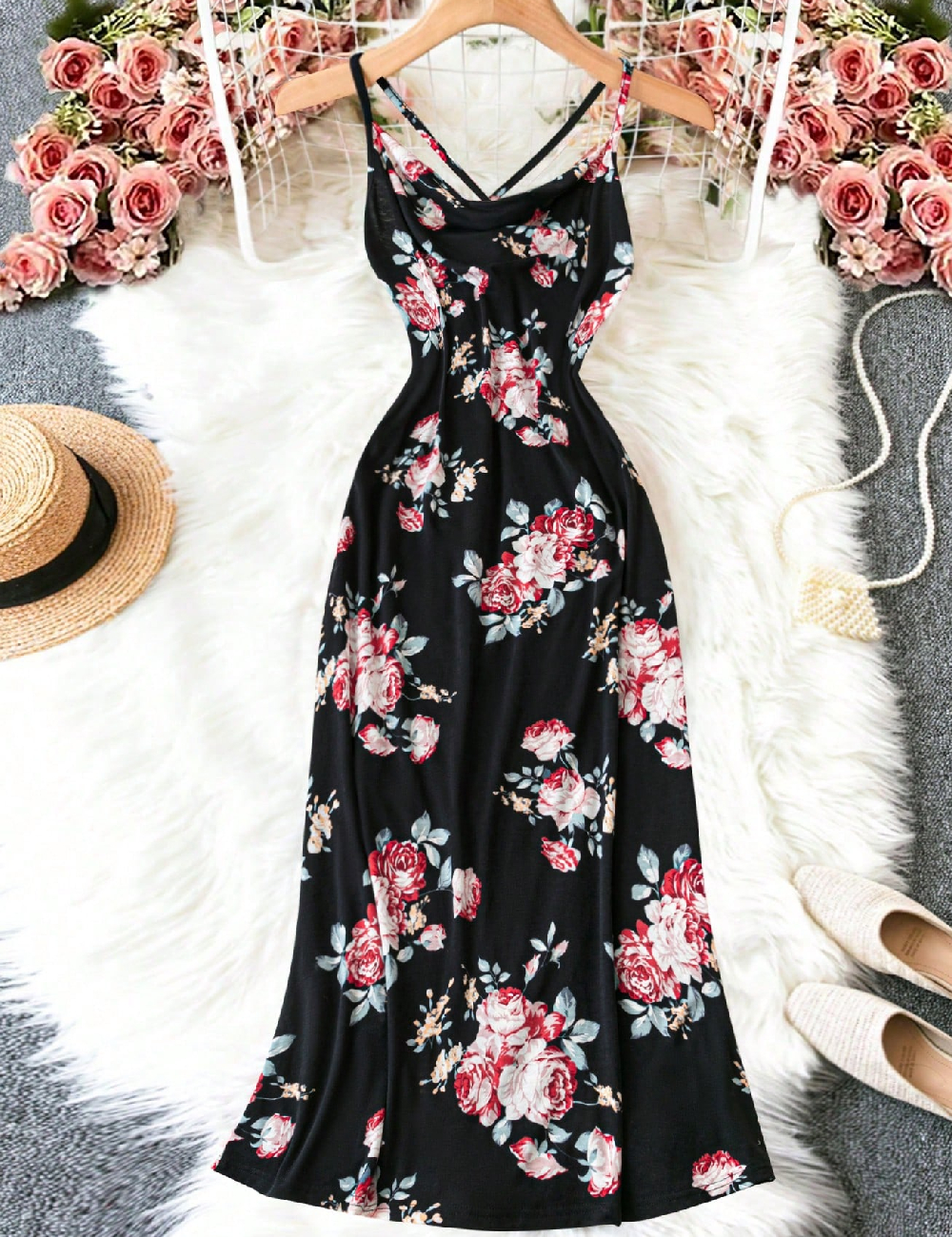 Rochie lunga SHEIN CURVE, negru