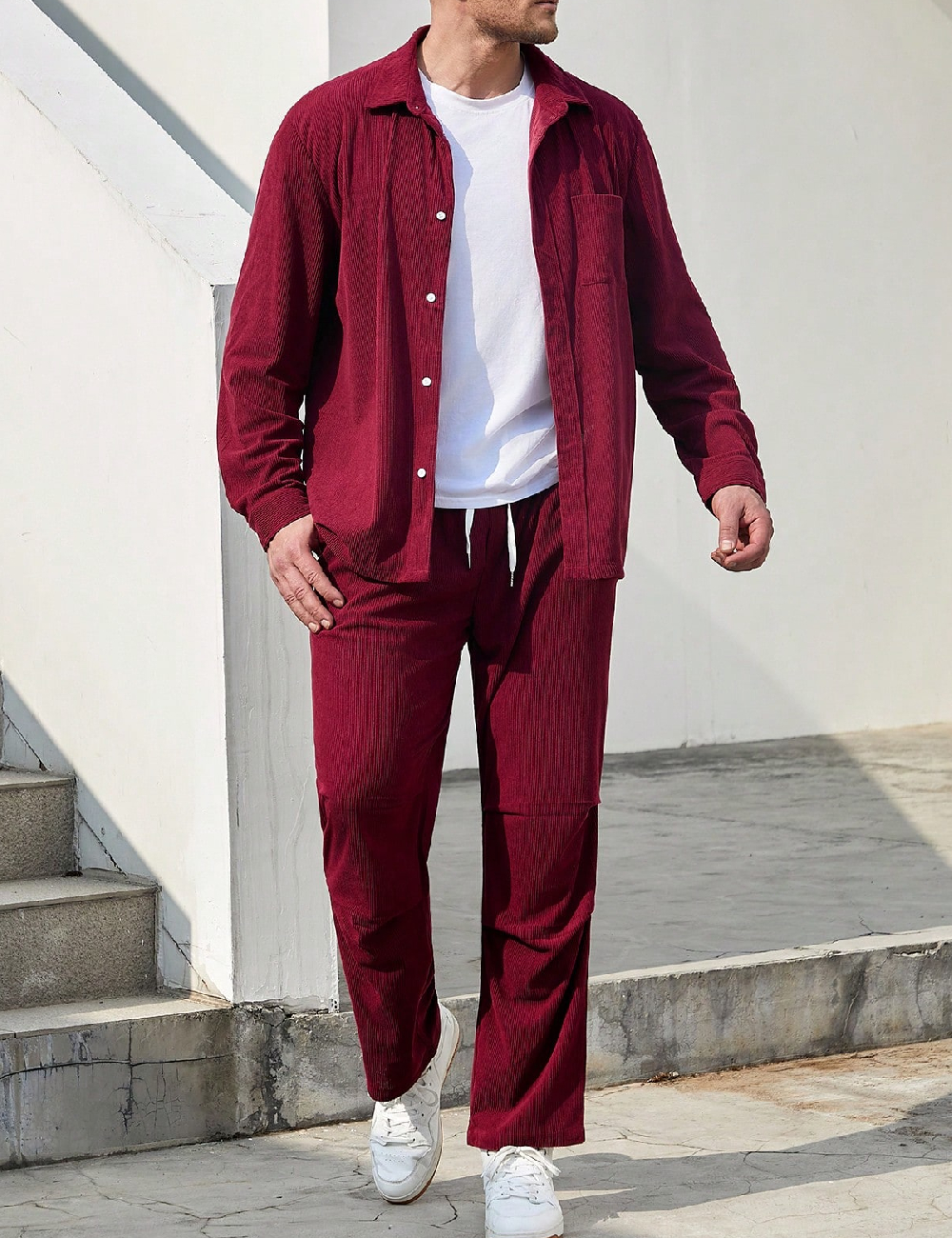 Compleu SHEIN Plus Size Men, visiniu