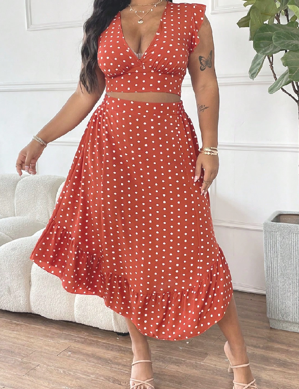 Compleu SHEIN CURVE, portocaliu