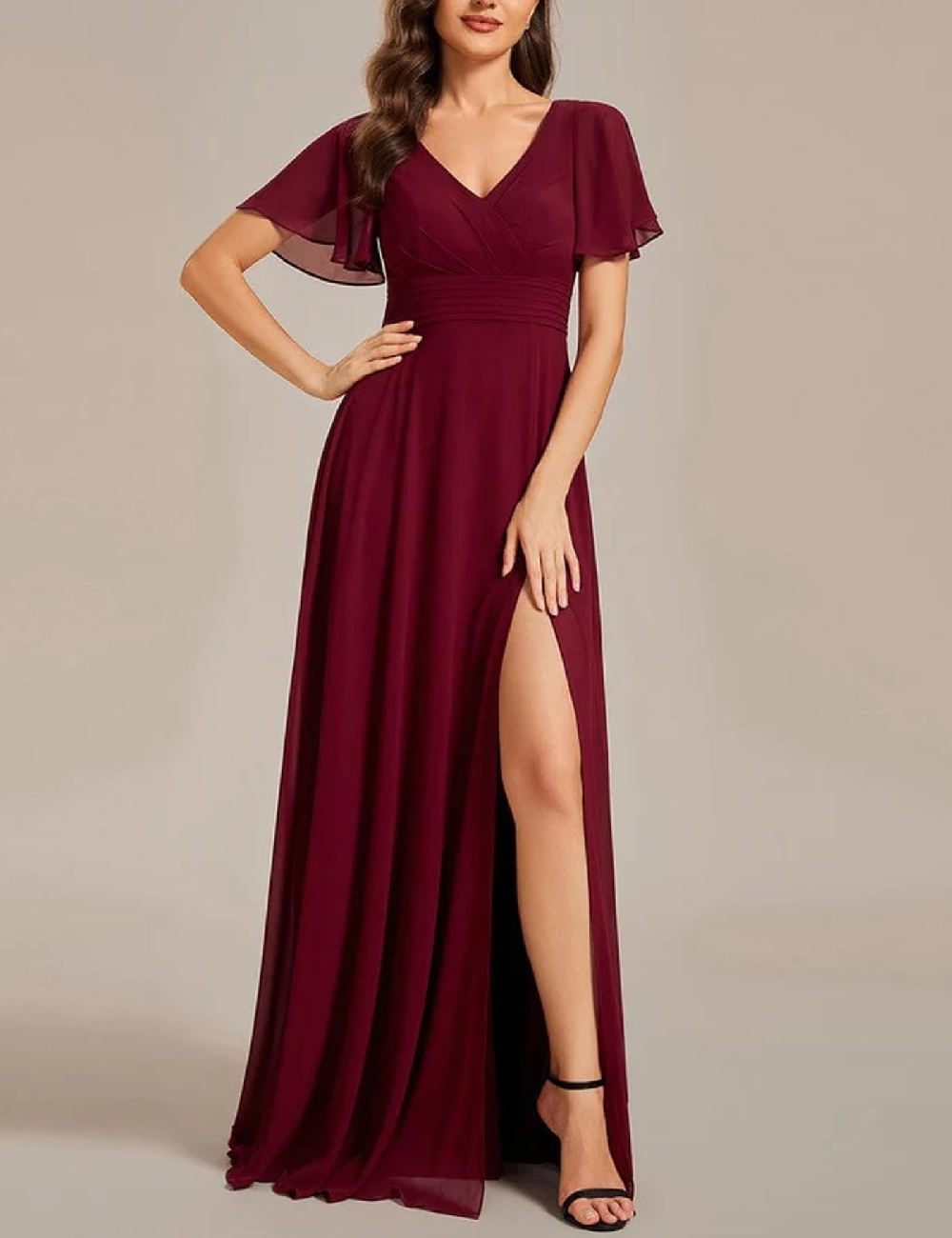 Rochie lunga Ever-Pretty, visiniu