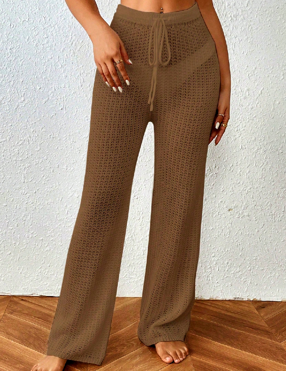 Pantaloni de plaja SHEIN, maro