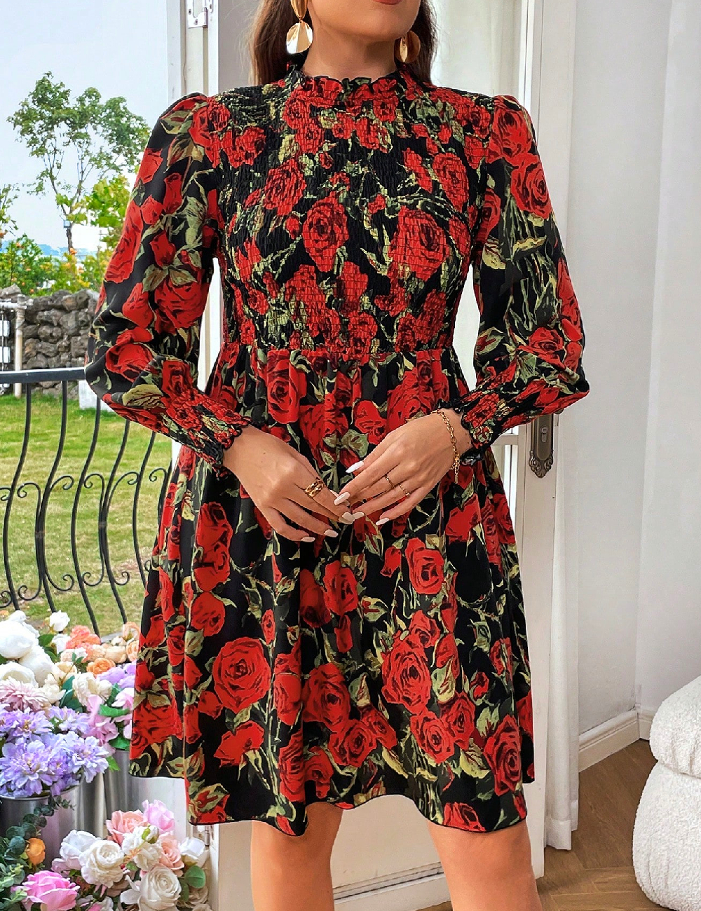 Rochie scurta SHEIN CURVE, floral print