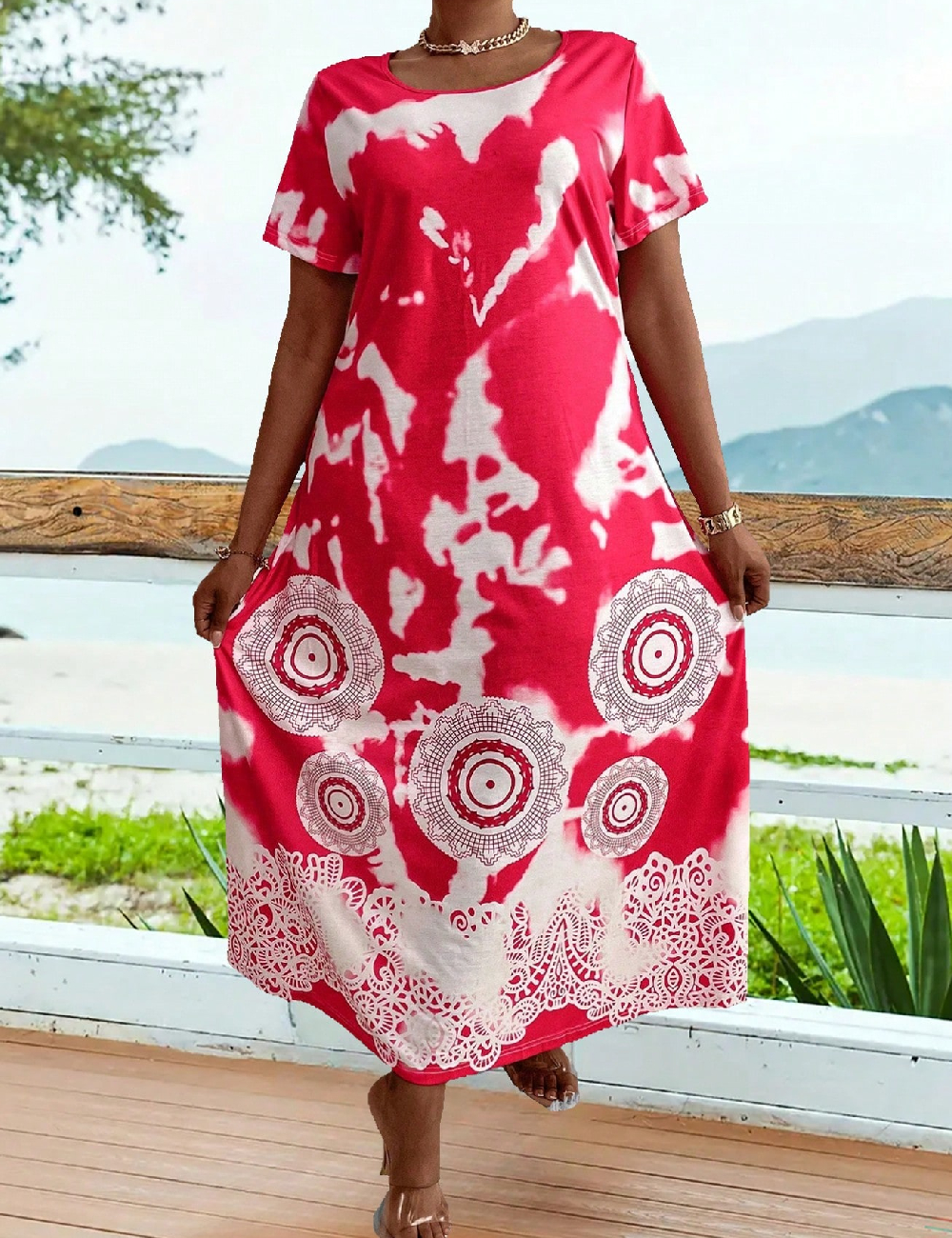 Rochie lunga SHEIN CURVE, roz