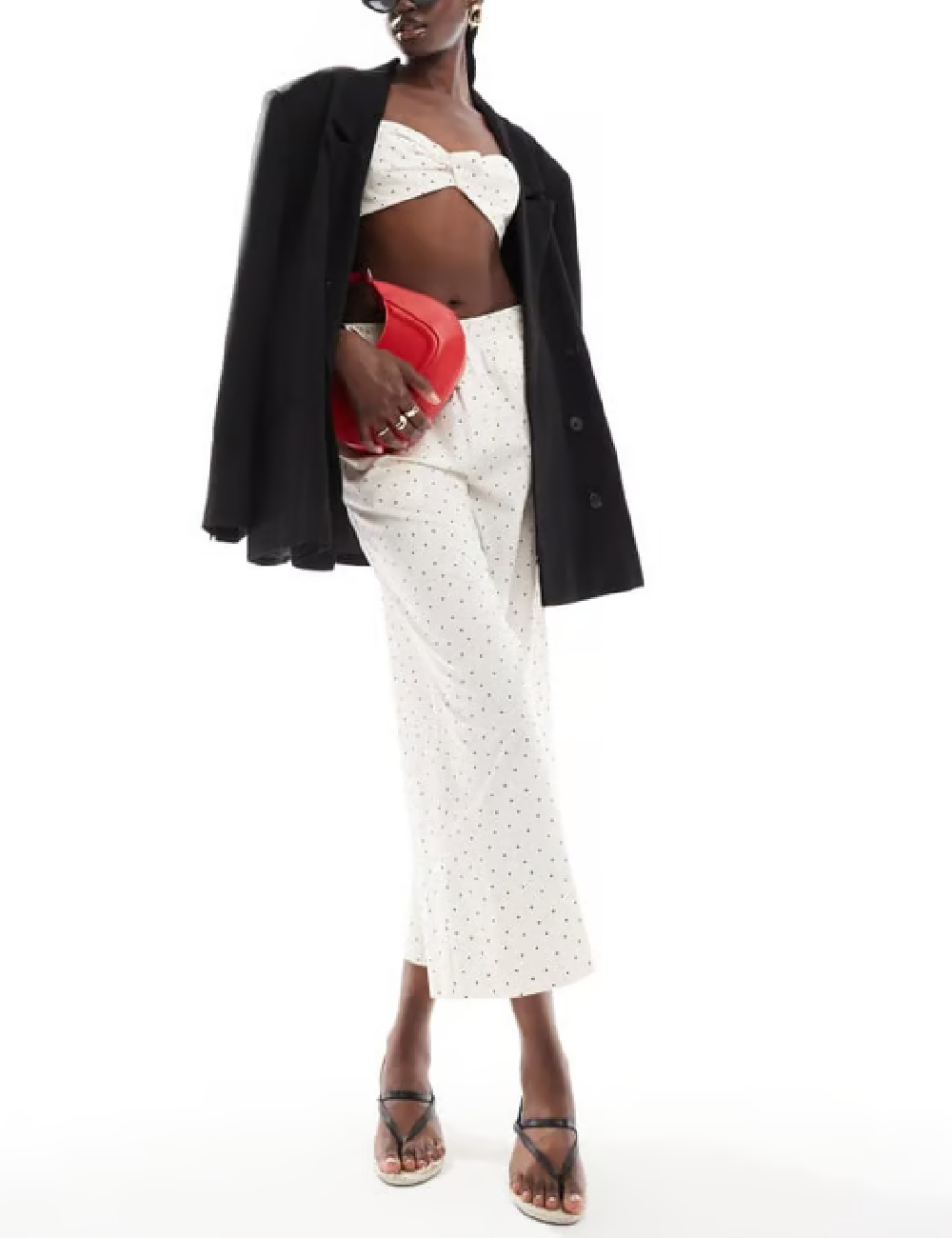 Top ASOS, ecru/negru