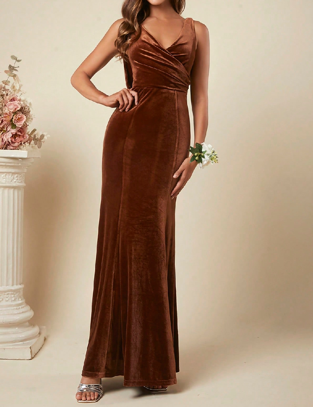 Rochie lunga SHEIN, maro deschis