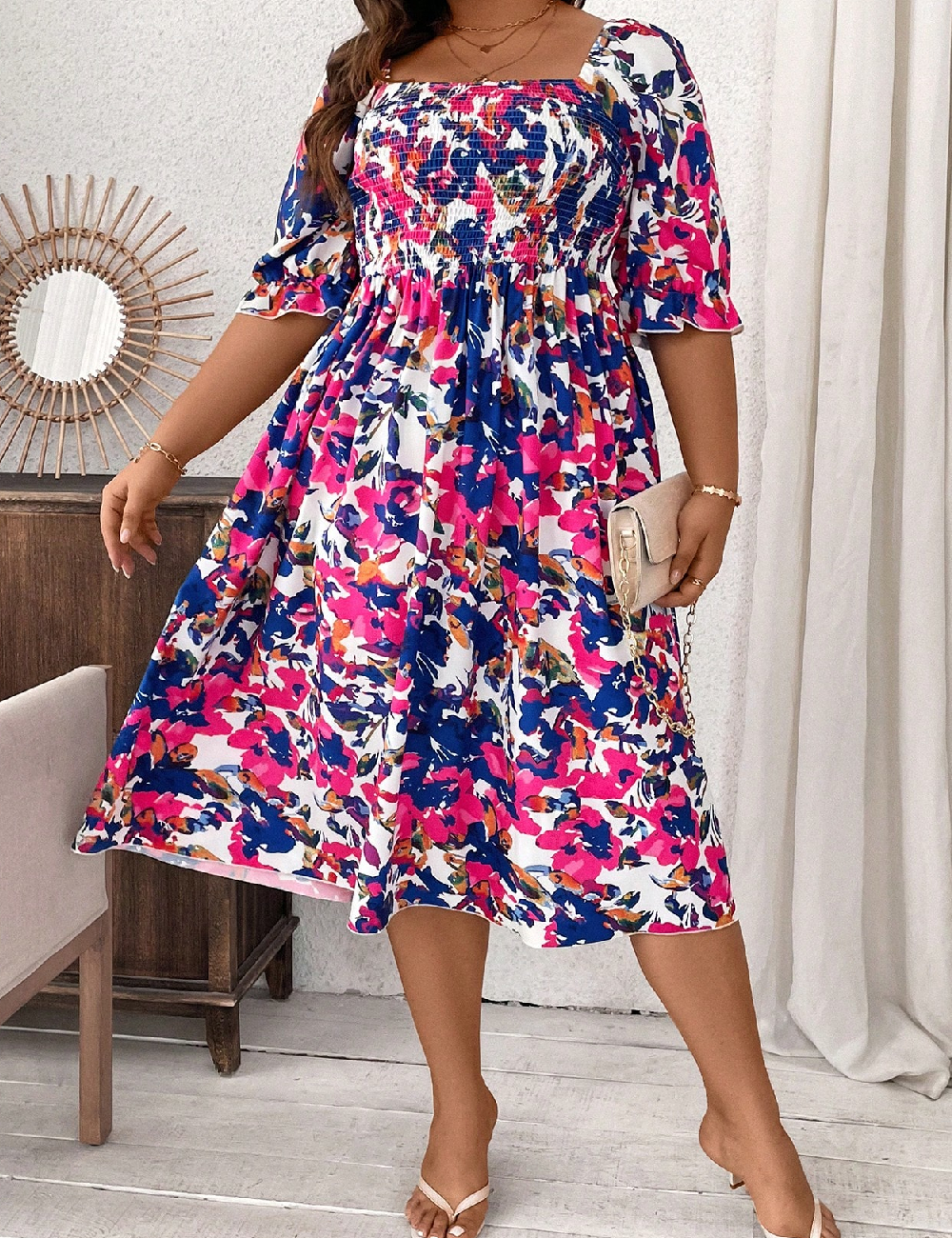 Rochie medie SHEIN CURVE, mix culori