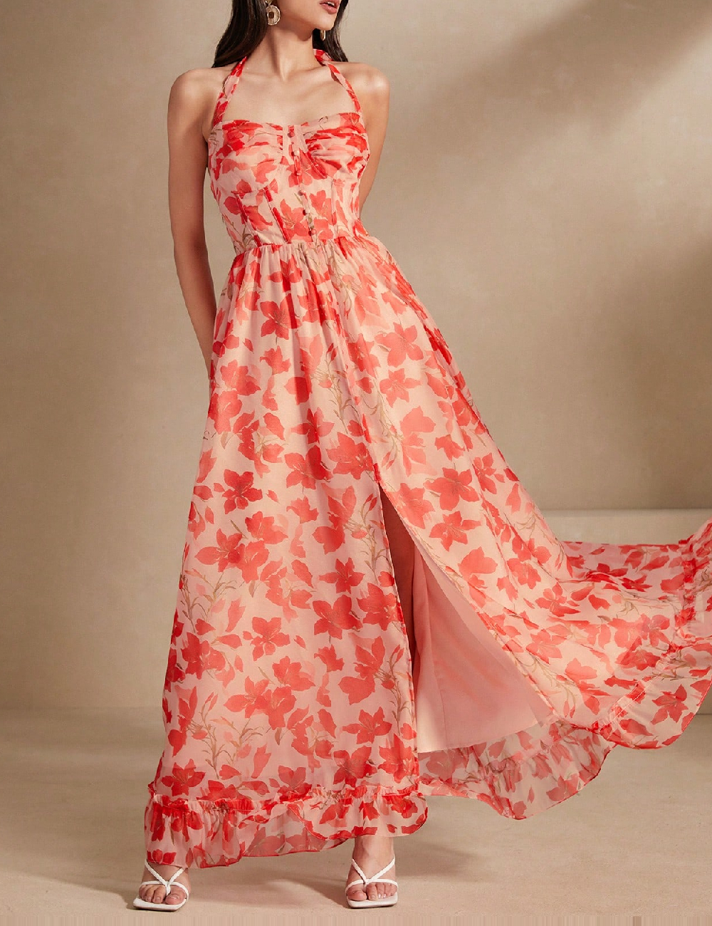 Rochie lunga Anewsta, portocaliu