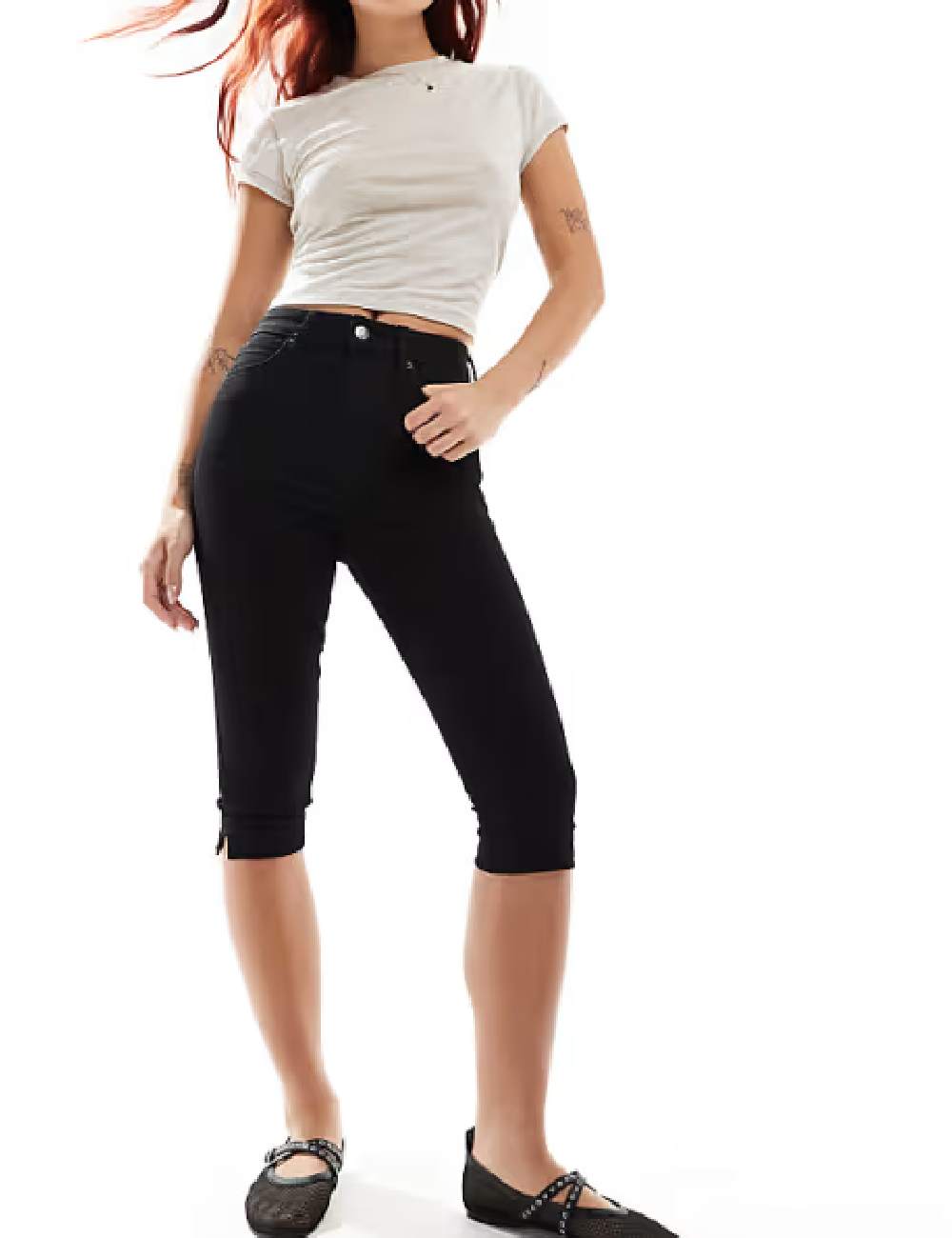 Pantaloni trei sferturi ASOS, negru