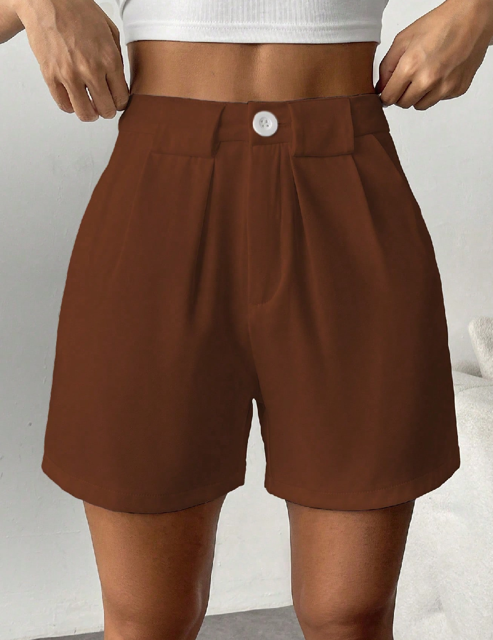 Pantaloni scurti SHEIN, maro deschis