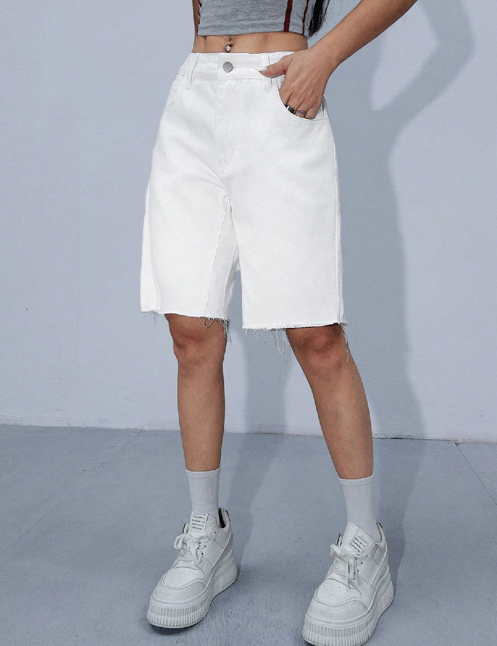 Pantaloni scurti SHEIN, alb