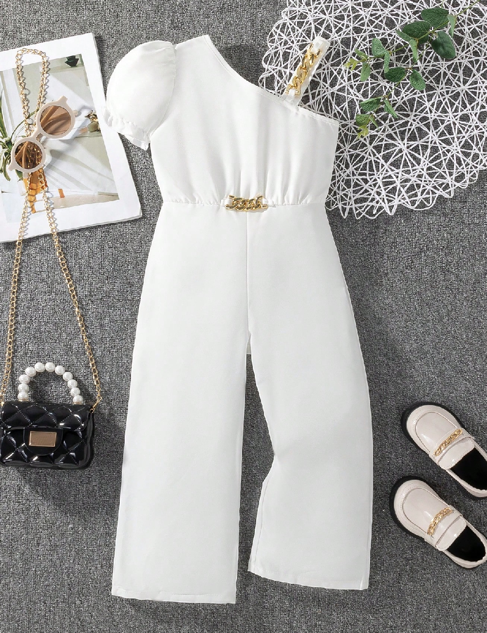 Salopeta Shein Kids, alb