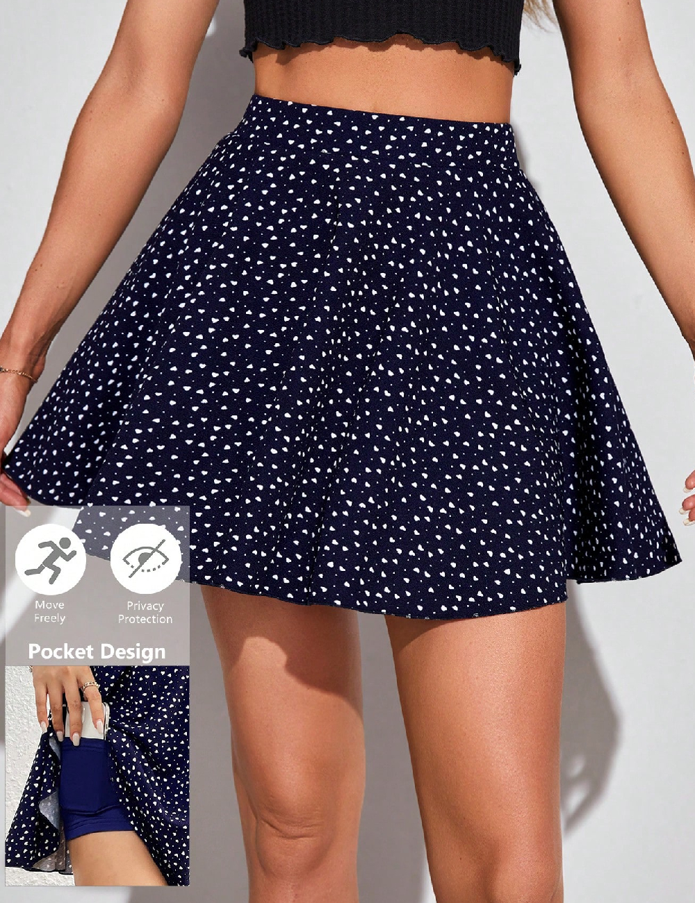 Fusta pantalon SHEIN, bleumarin inchis