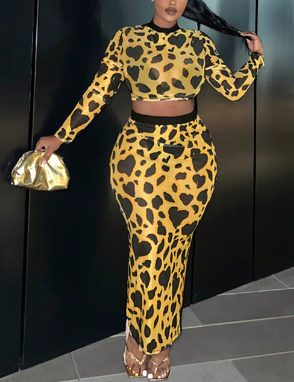 Compleu SHEIN CURVE, galben/negru