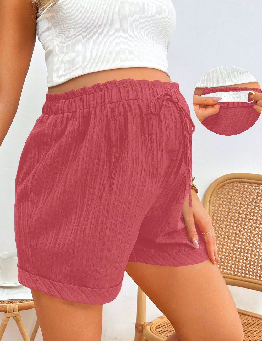 Pantaloni scurti SHEIN Maternity, roz