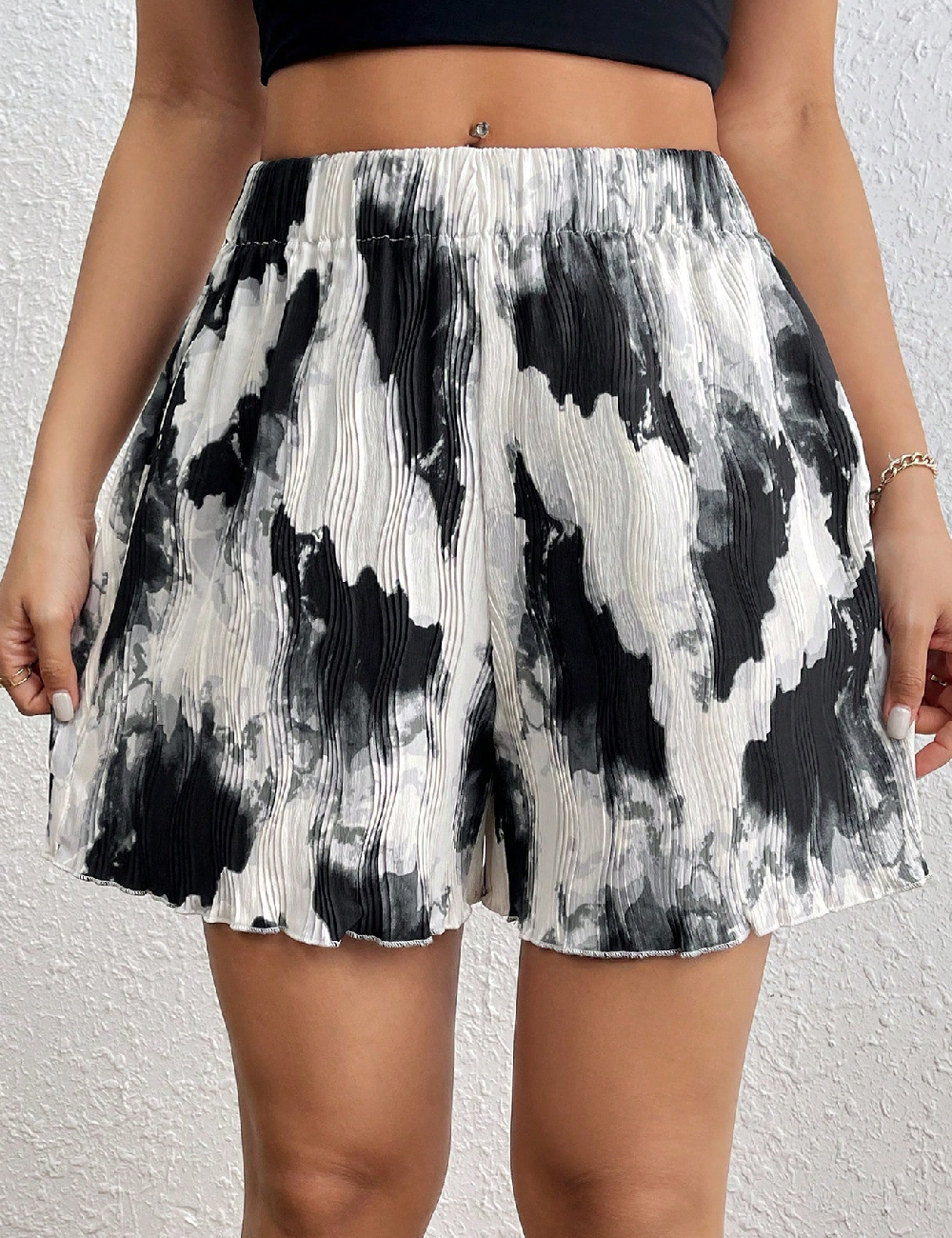 Pantaloni scurti SHEIN, alb/negru