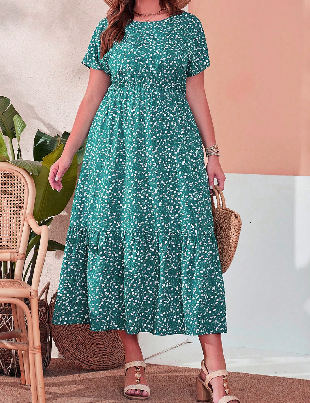 Rochie lunga SHEIN CURVE, turcoaz