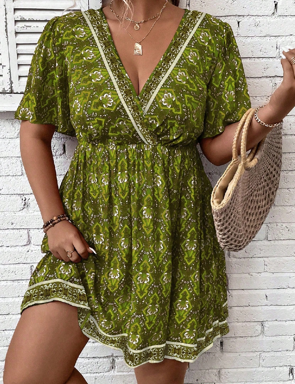 Rochie scurta SHEIN CURVE, verde