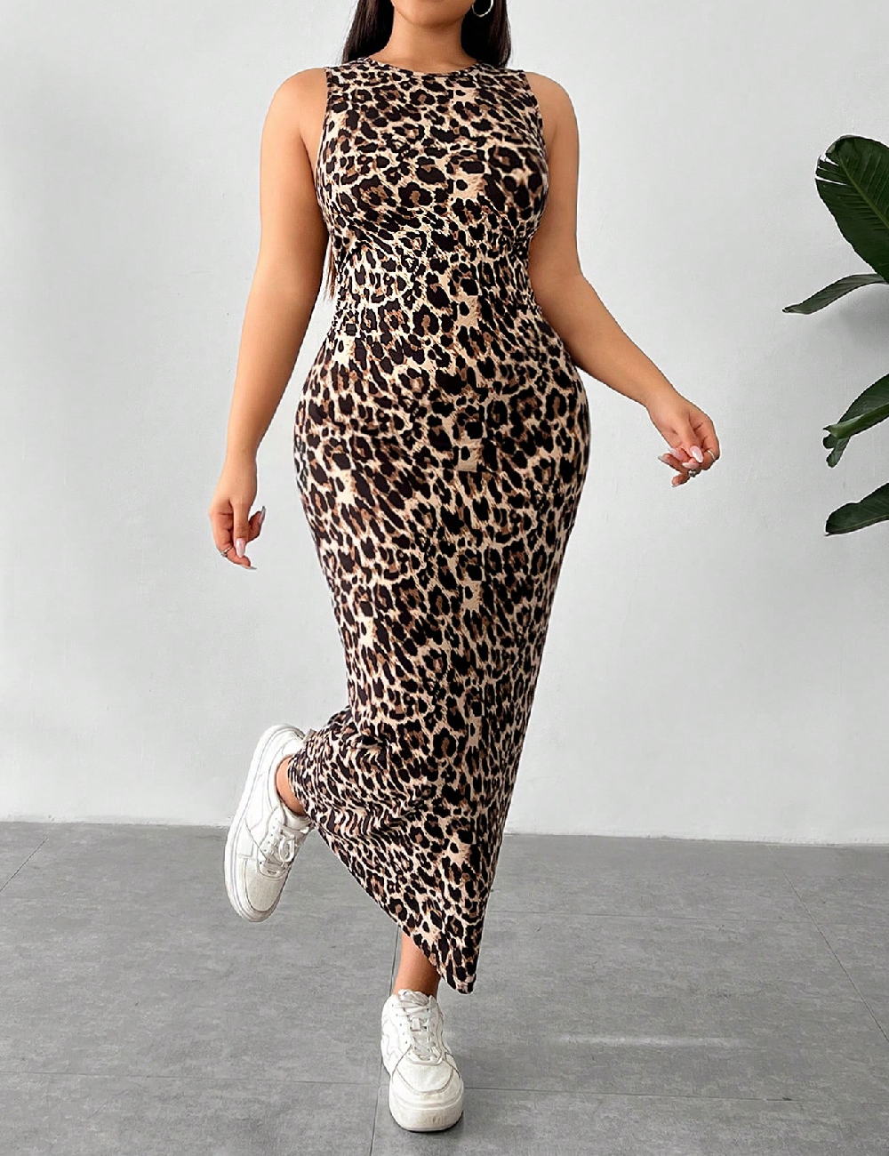Rochie lunga SHEIN CURVE, animal print