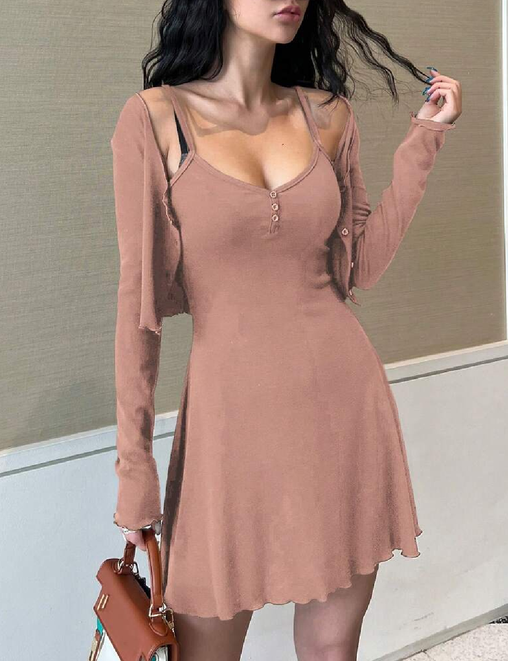 Compleu Dazy, roz pudra