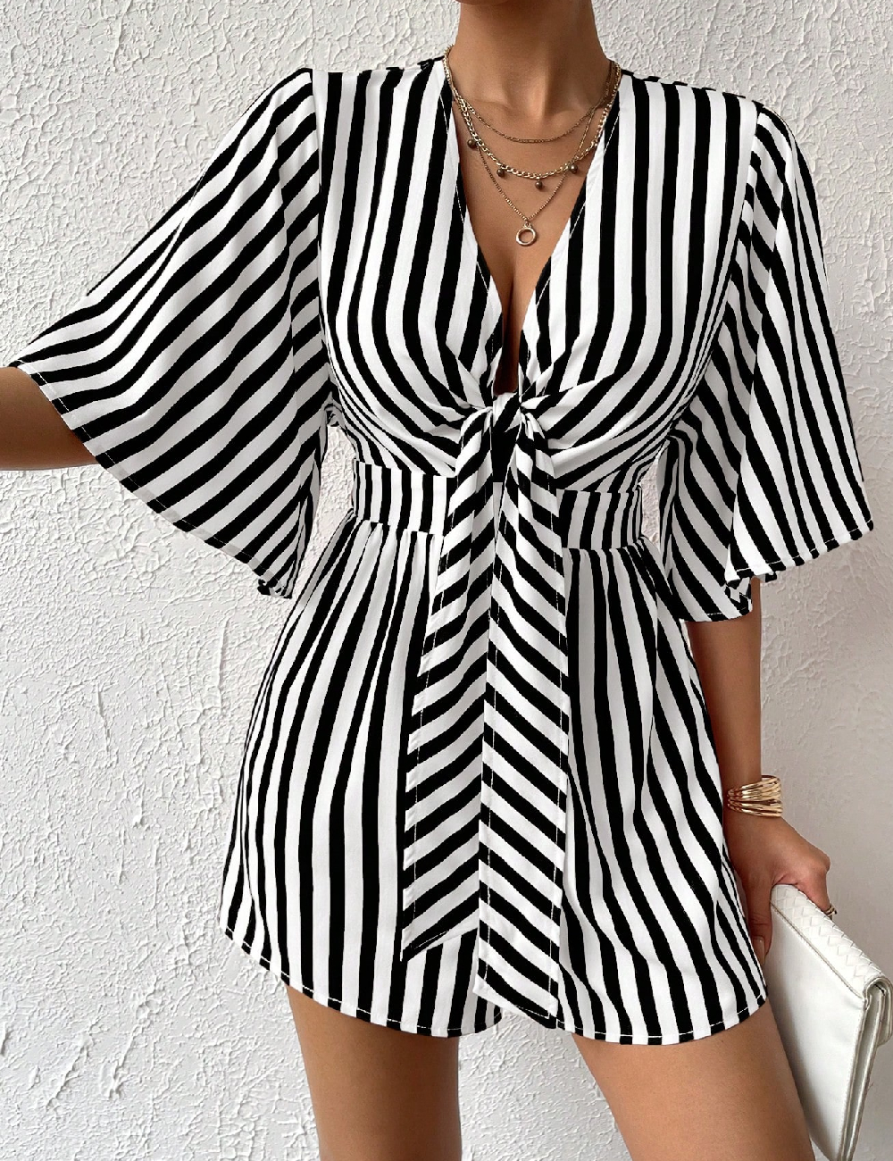 Salopeta SHEIN, alb/negru