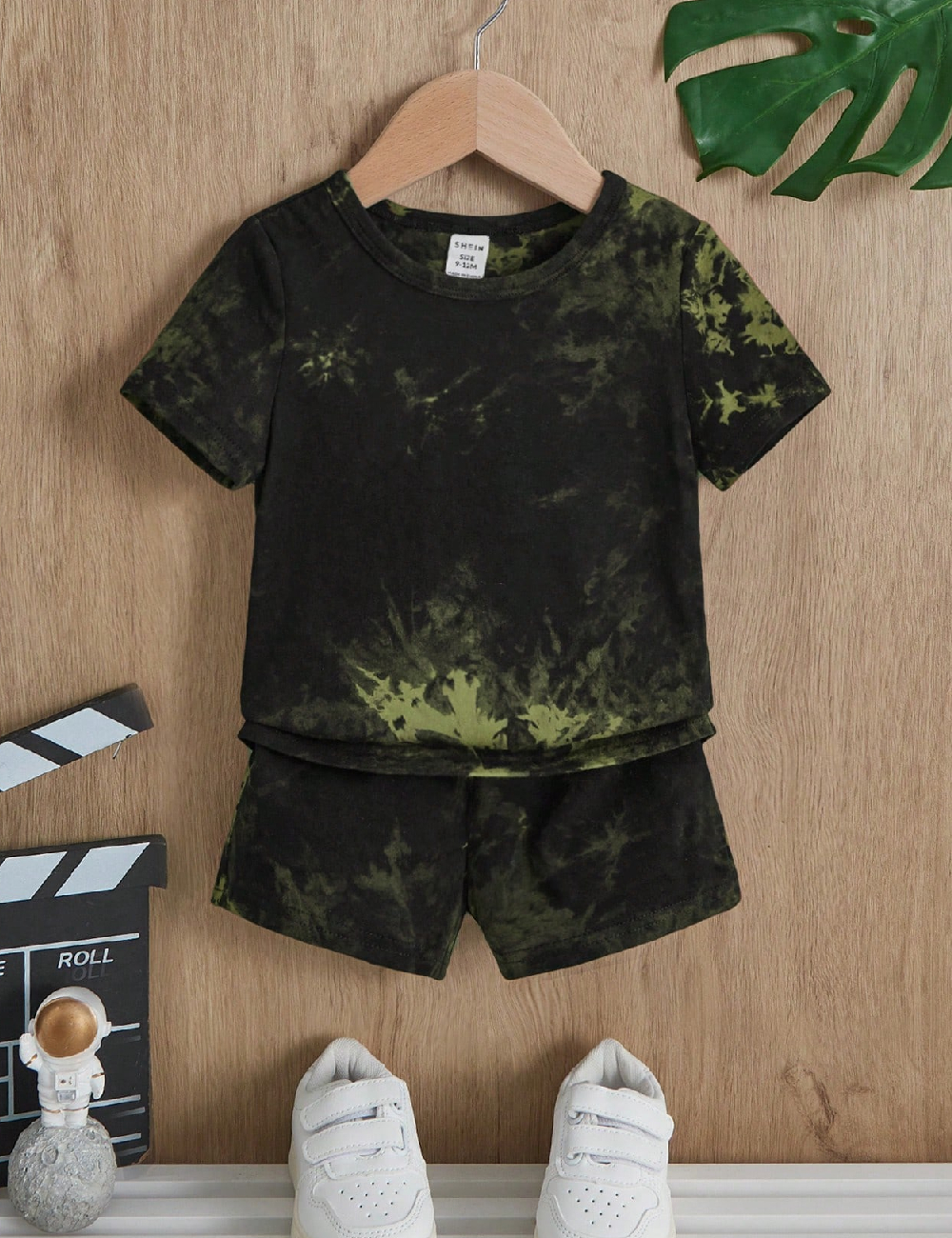Compleu Shein Kids, negru/verde