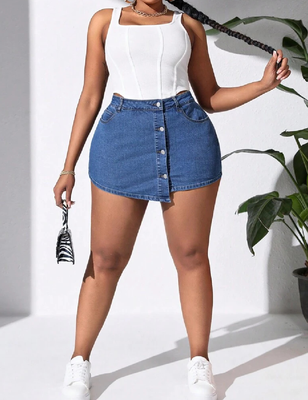 Fusta pantalon SHEIN CURVE, albastru