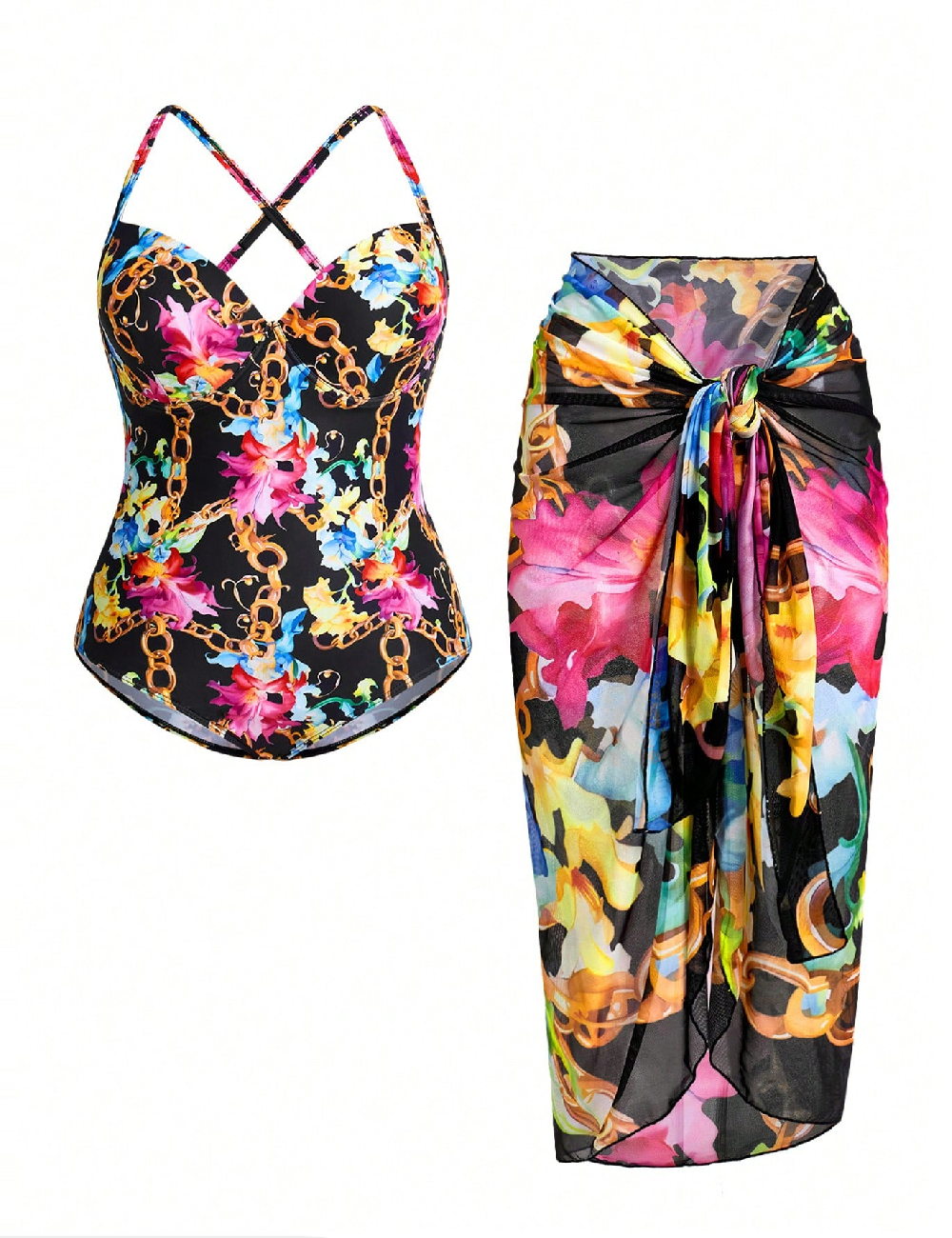 Compleu De Plaja SHEIN CURVE, mix culori