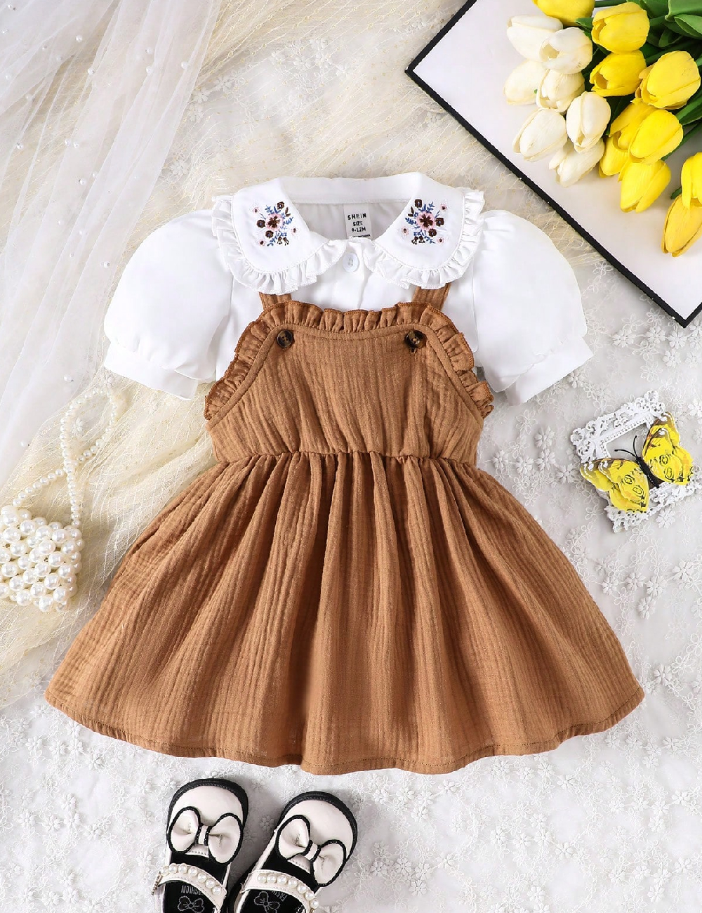 Compleu Shein Kids, alb/maro