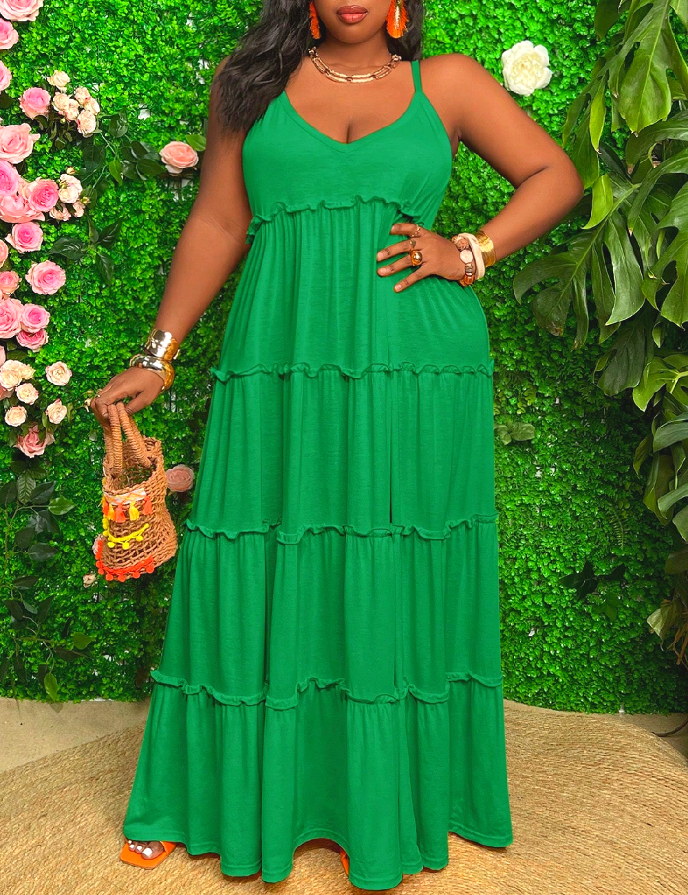 Rochie lunga SHEIN CURVE, verde