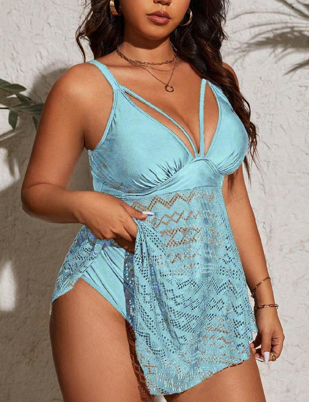Costum de baie SHEIN CURVE, bleu