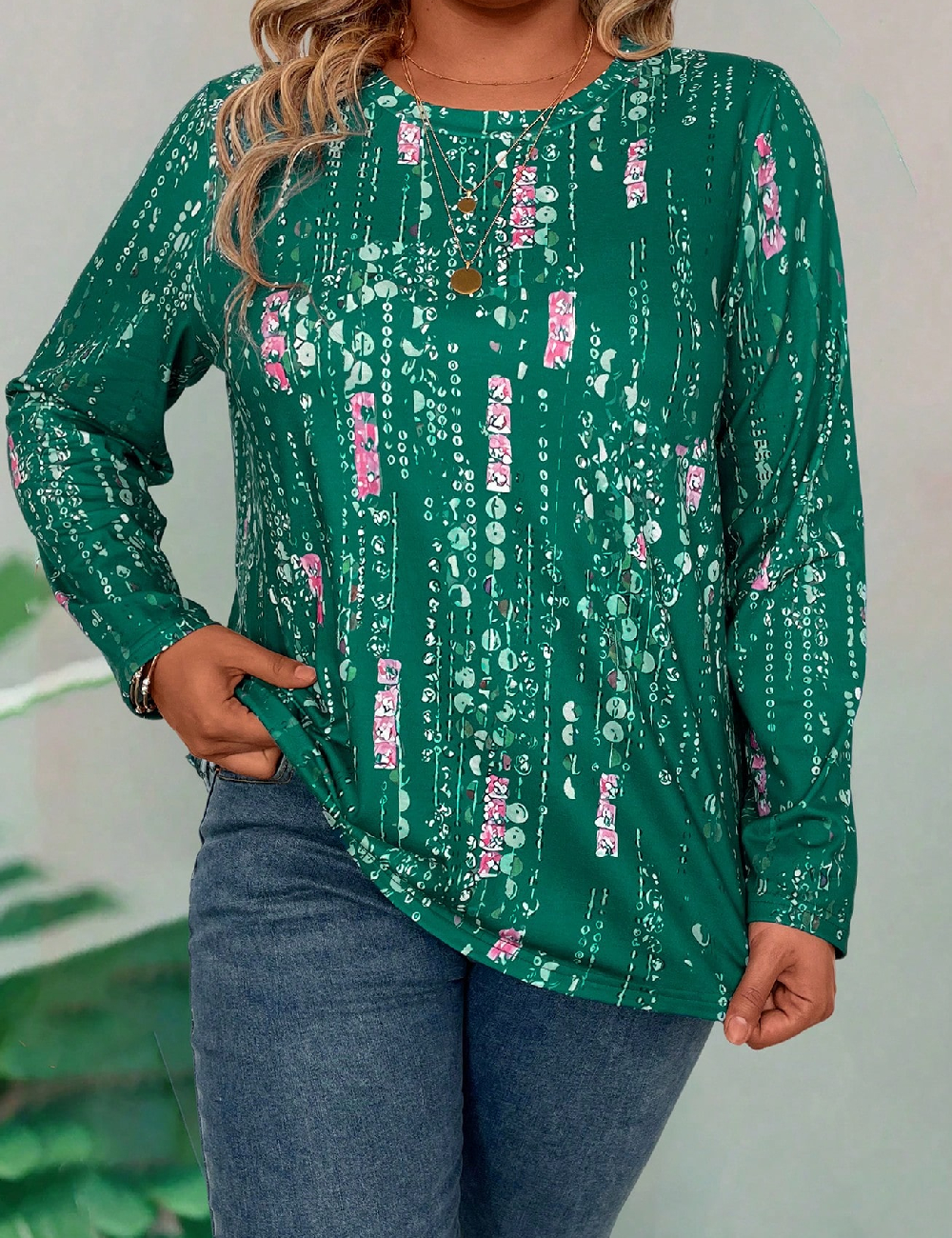 Bluza SHEIN CURVE, verde