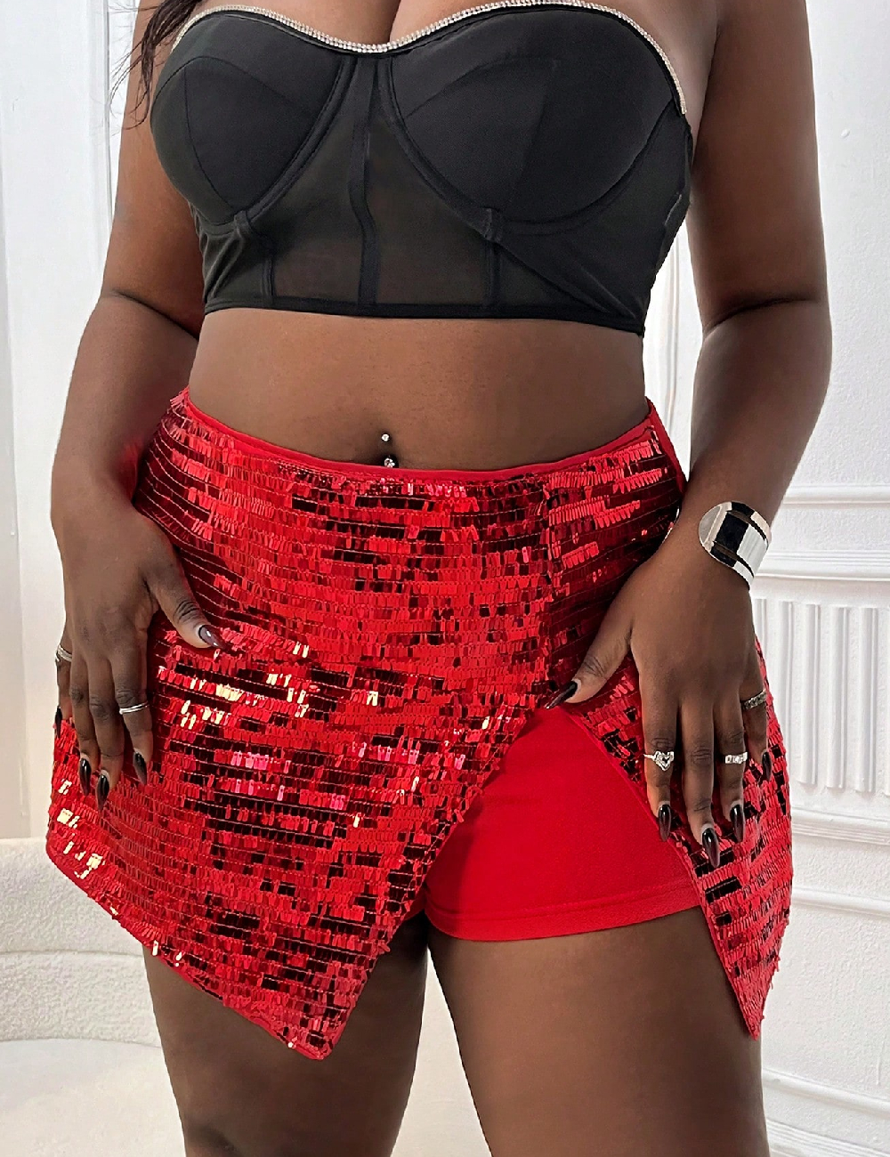 Fusta pantalon SHEIN CURVE, rosu