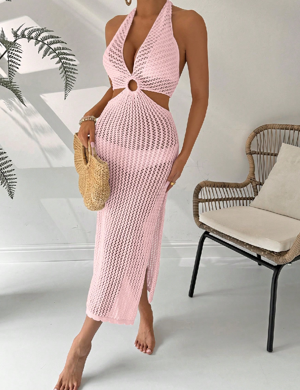 Rochie de plaja SHEIN, roz