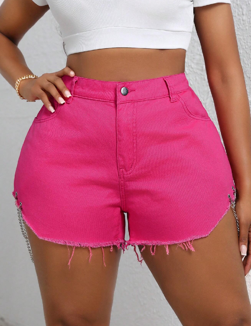 Pantaloni scurti SHEIN CURVE, roz