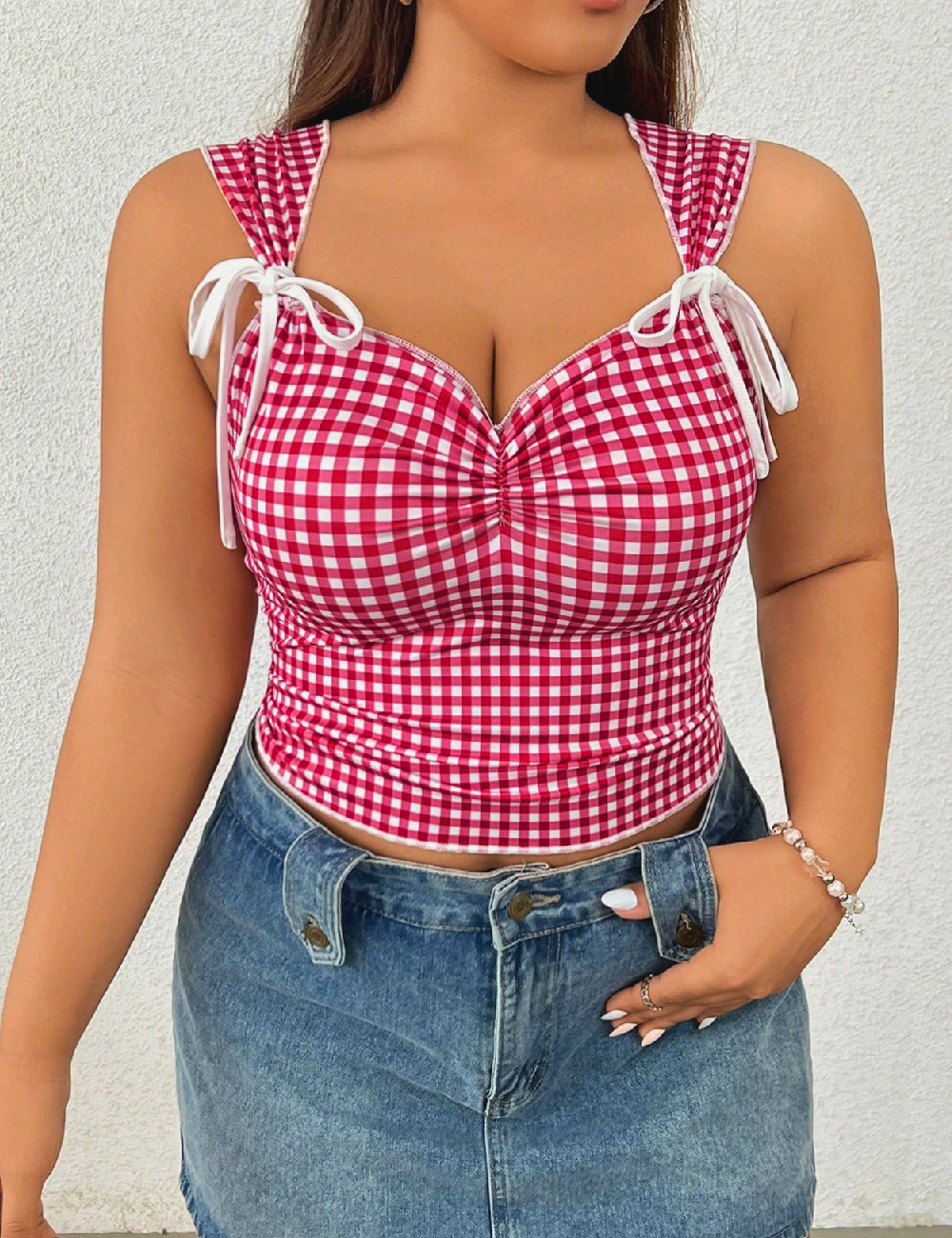 Top SHEIN CURVE, rosu