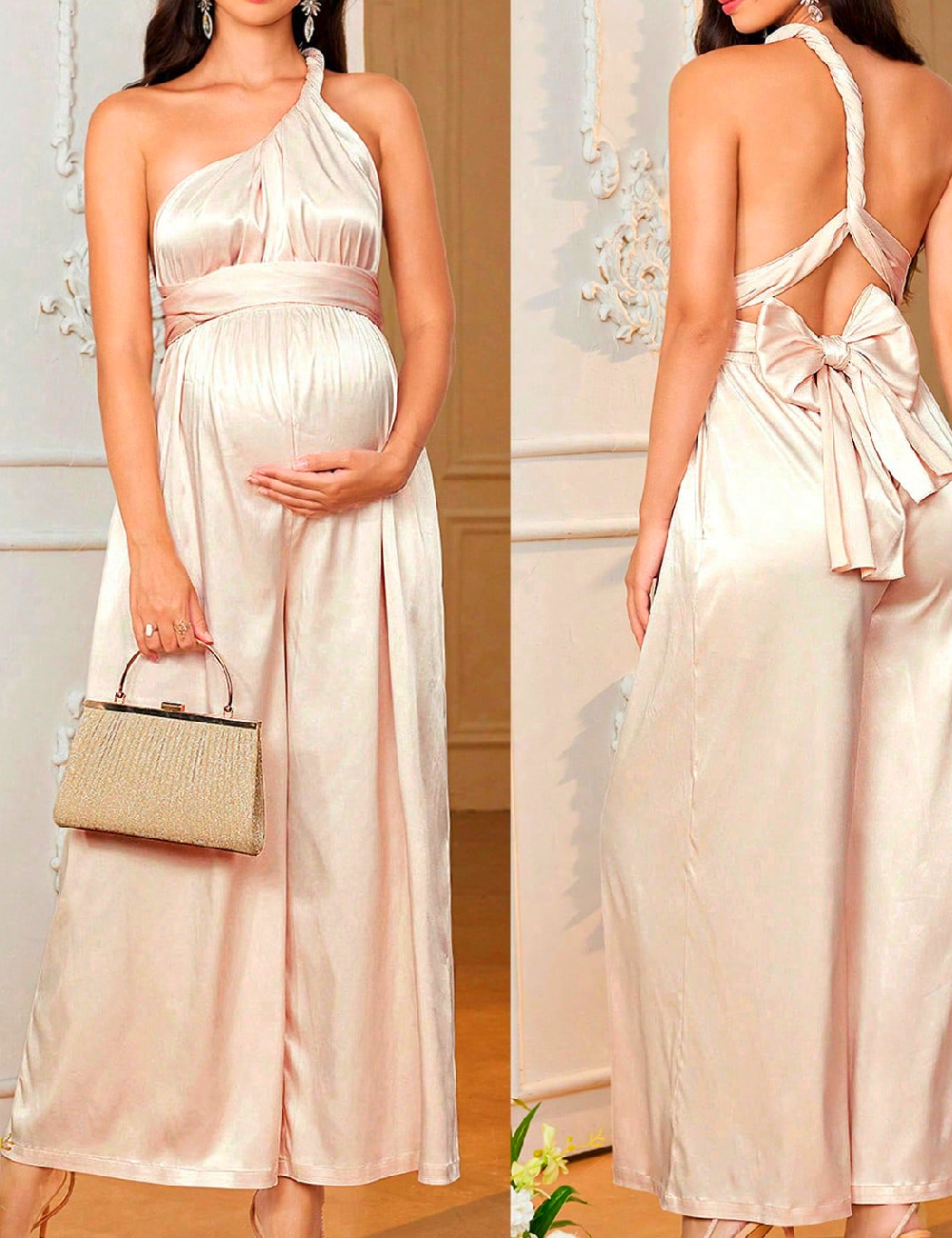 Salopeta SHEIN Maternity, crem